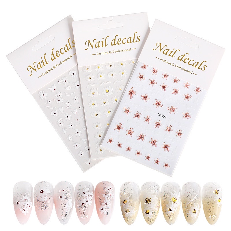 Sticker 3d dán móng tay nail mẫu hình hoa trang trí nail