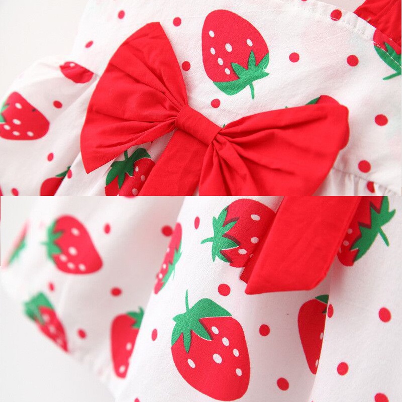 Đầm Thời Trang In Hình Quả Dâu Xinh Xắn Cho Bé Gái akku