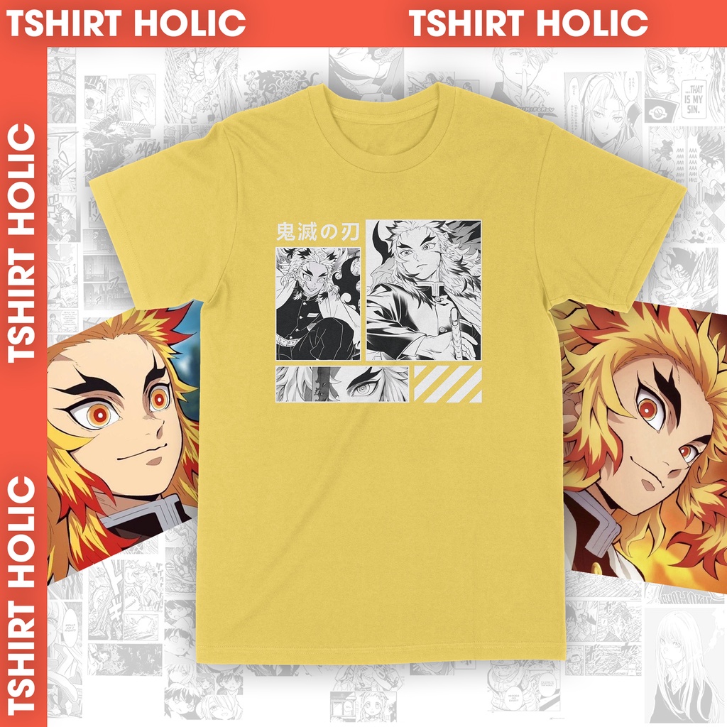 Áo thun Rengoku Kyojuro - Kimetsu No Yaiba, Trùm Cuối Anime, Unisex Cotton 100% 2 màu nam nữ 0048