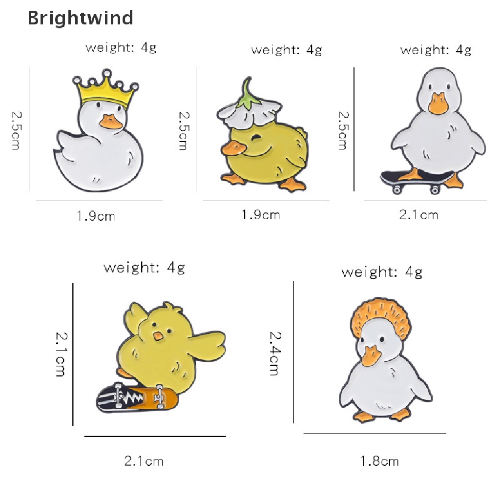 [Brightwind] Lovely Animal Enamel Pin Custom Naughty Skate Goose Duck Chicken Brooch Hot Sell
