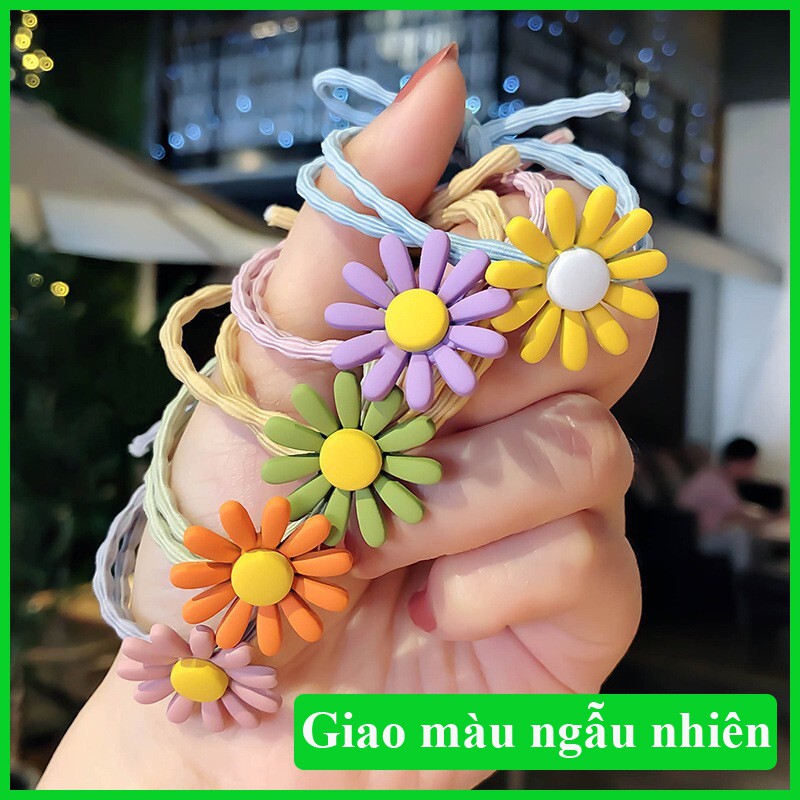 Combo 5 Dây cột tóc thiết kế đính hoa cúc dễ thương dành cho nữ màu ngẫu nhiên