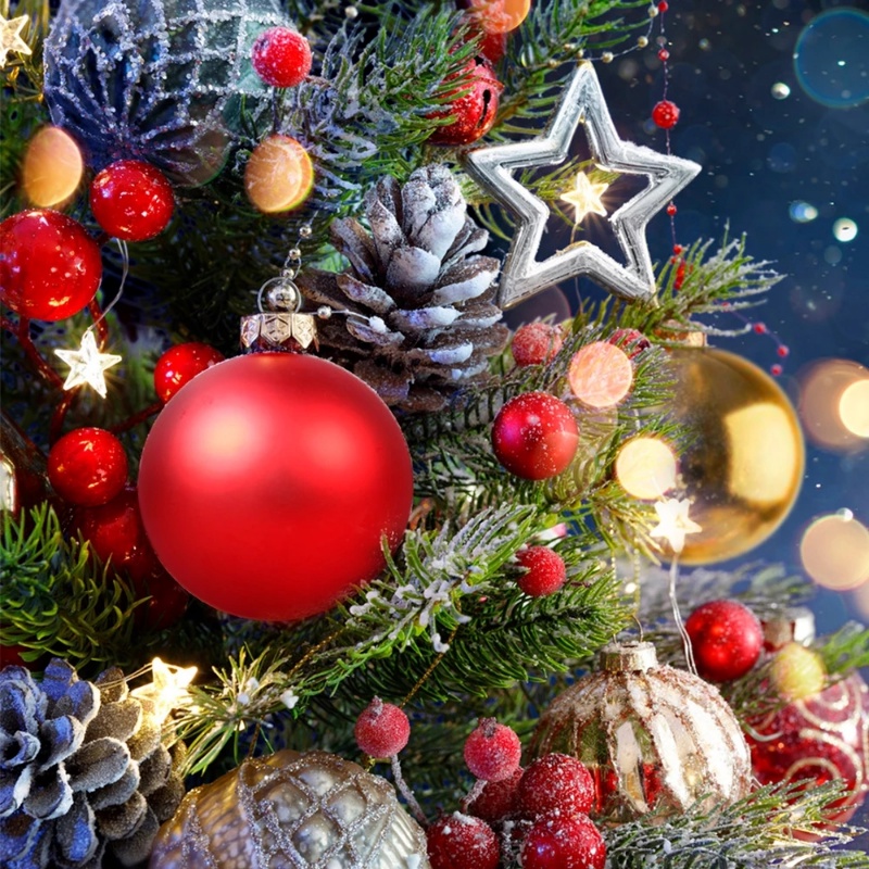 Set 12 Trái Châu 4CM Bằng Nhựa Mạ Điện Nhiều Màu Sắc Treo Cây Thông Noel Trang Trí Nội Thất
