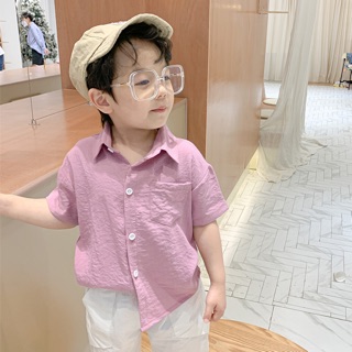 Áo sơ mi bé trai trắng hồng