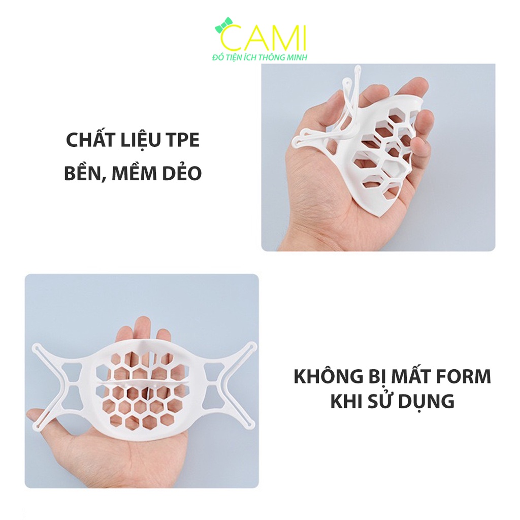 Khung đeo khẩu trang 3D thoáng khí có thể tái sử dụng, chất liệu TPE mềm mại_Cami_CMPK194