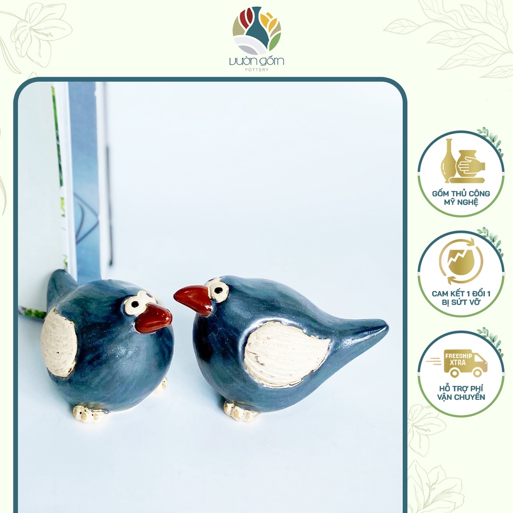 Cặp tượng gốm Chim Ú na U nu may mắn hạnh phúc decor trang trí tiểu cảnh Vườn Gốm - The Garden