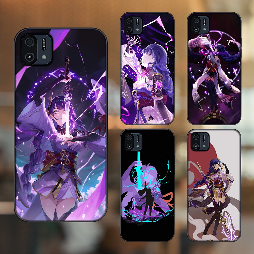 Ốp lưng Oppo A16K viền đen in hình Raiden Shogun Genshin Impact