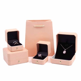 Mới Hộp Đựng Trang Sức Hình Bát Giác Màu Hồng Phong Cách Châu Âu