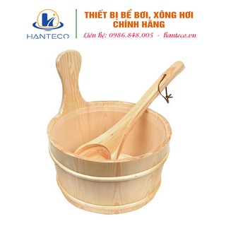 Trọn bộ xô, gáo gỗ cho phòng xông khô tiện lợi