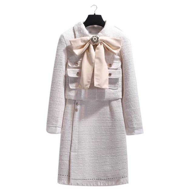 Set dạ tweet kèm nơ