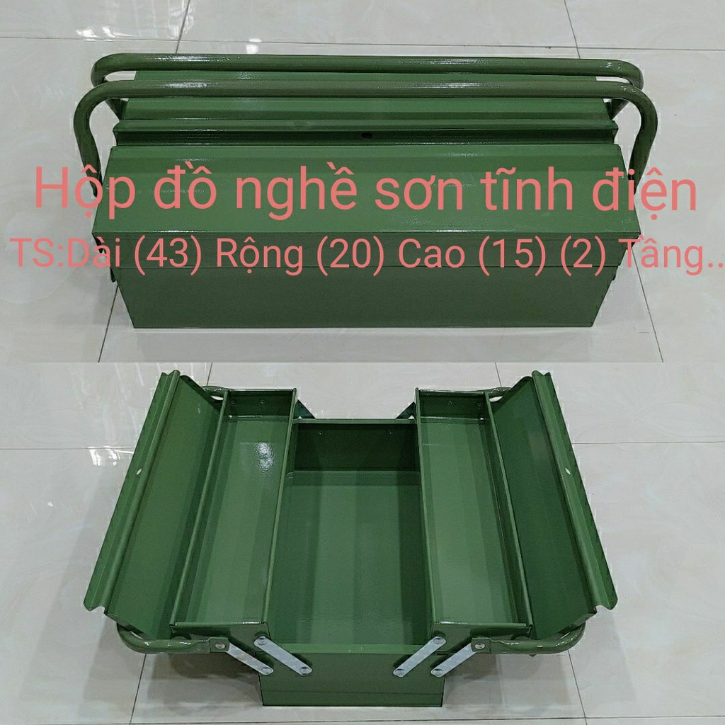 Hộp đựng đồ nghề sửa xe 2 tầng màu xanh - Thế Giới Thợ Xe