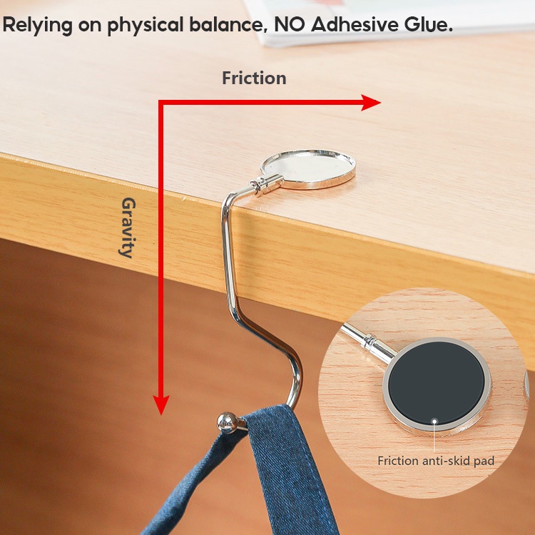 Giá Đỡ Móc Treo Túi Xách Gắn Dưới Bàn Tiện Dụng