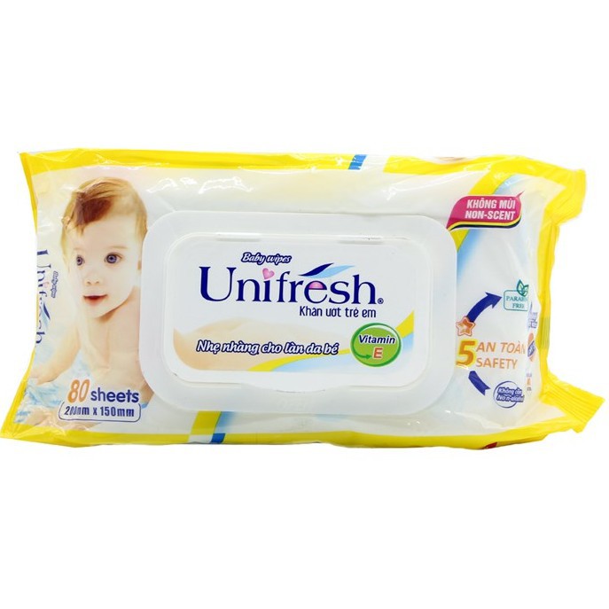 Khăn ướt trẻ em Unifresh 100 miếng không mùi - Vitamin E