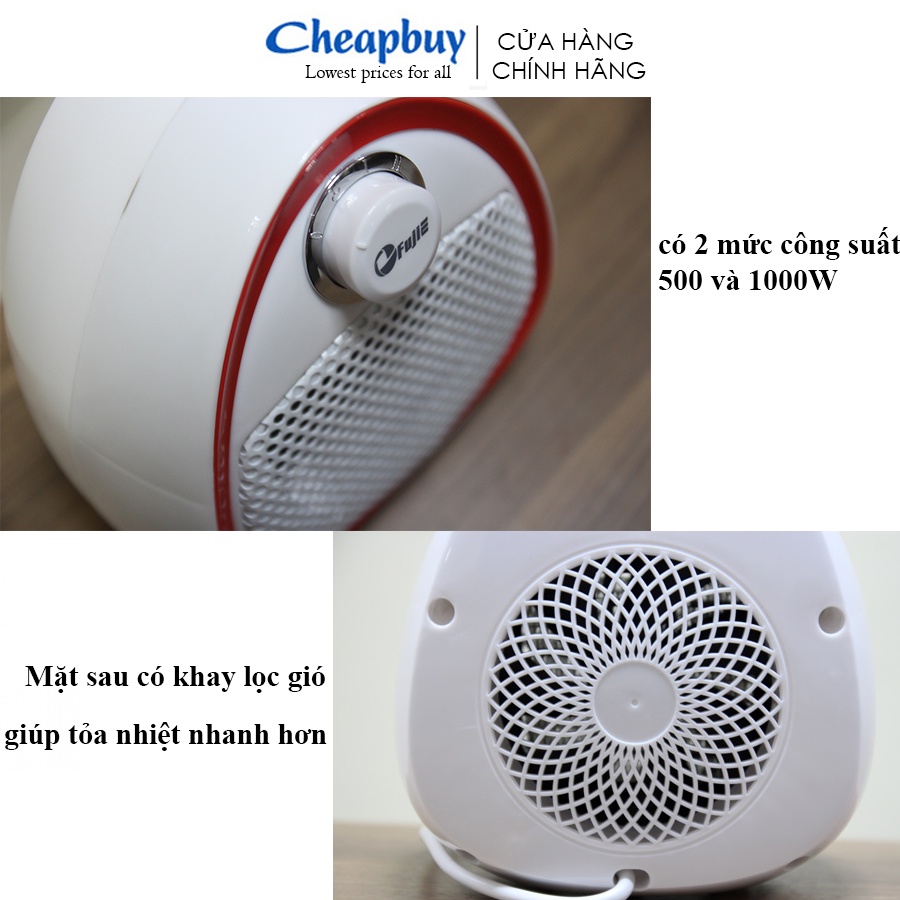 Quạt Sưởi Gốm Ceramic Mini CN Nhật Bản FujiE CH-202 - không phát sáng,tiết kiệm điện - Bảo hành 1 năm