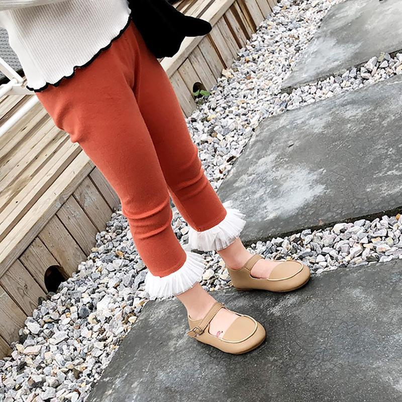 Quần legging cotton phối ren lưng thun cho bé gái