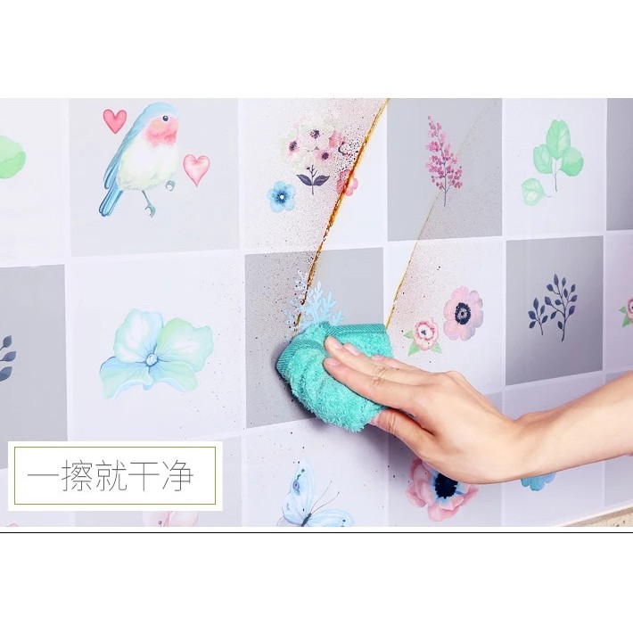 Decal dán bếp tráng nhôm cách nhiệt hoa và bướm khổ 0.6m keo sẵn