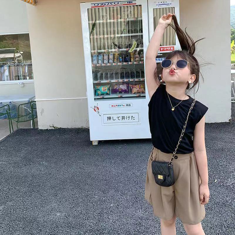 Set Đồ Thể Thao Hai Món Phối Áo Ba Lỗ Phong Cách Hàn Quốc Thời Trang Mùa Hè Cho Bé Gái