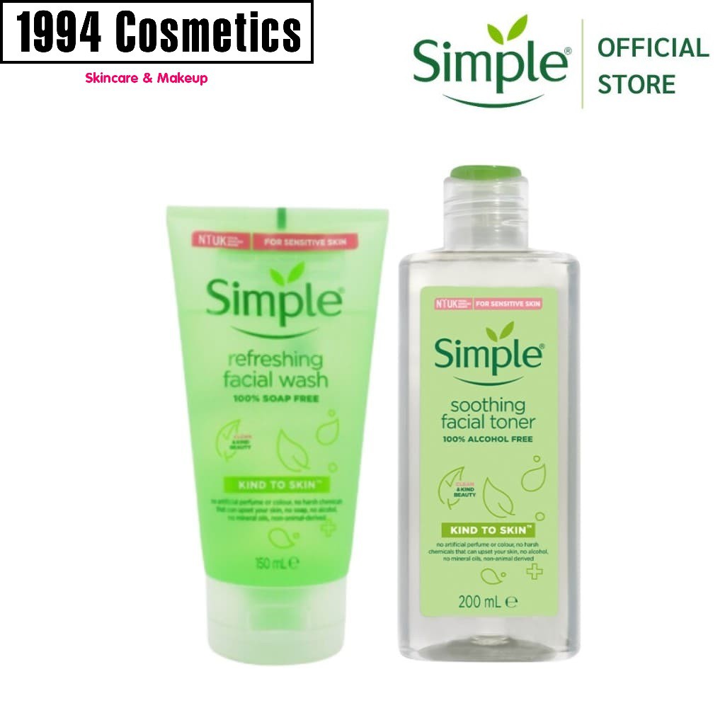 Combo làm sạch siêu lành tính Simple Sữa rửa mặt + Toner nước hoa hồng | BigBuy360 - bigbuy360.vn