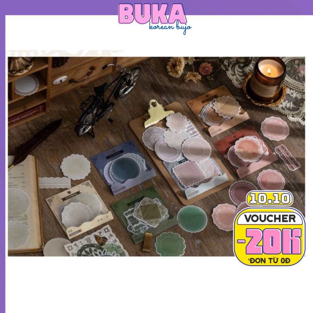 Sticker Họa tiết Ren Vintage Buka Nhãn dán trang trí sổ tay bullet journal