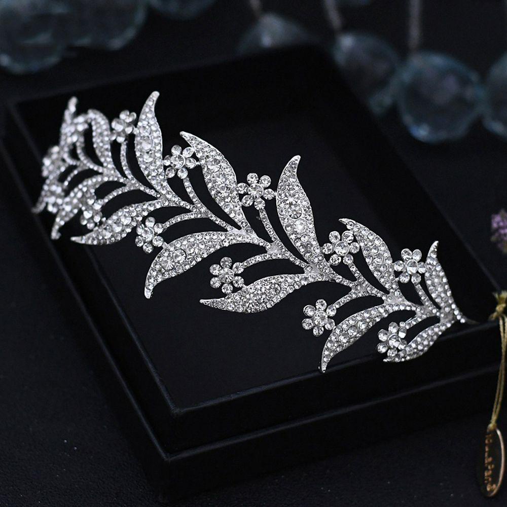 Kẹp Tóc Trang Trí Hình Chiếc Lá Thời Trang Cho Cô Dâu|Vương Miện Hợp Kim Phong Cách Hàn Quốc