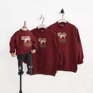 Áo gia đình áo đồng phục dài tay mẫu Tuần lộc chất nỉ bông dày dặn đủ màu đủ size 8-100kg (video quay sp bất kỳ)