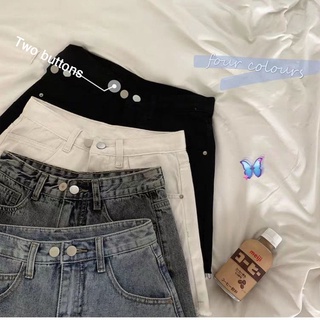 Quần Short Jean Lưng Cao Ống Rộng Thiết Kế Rách Phong Cách Hàn Quốc Thời Trang Mùa Hè Mới 2021 Cho Nữ