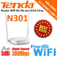 Bộ phát wifi TENDA N301 2 râu 300Mbps - Chính Hãng