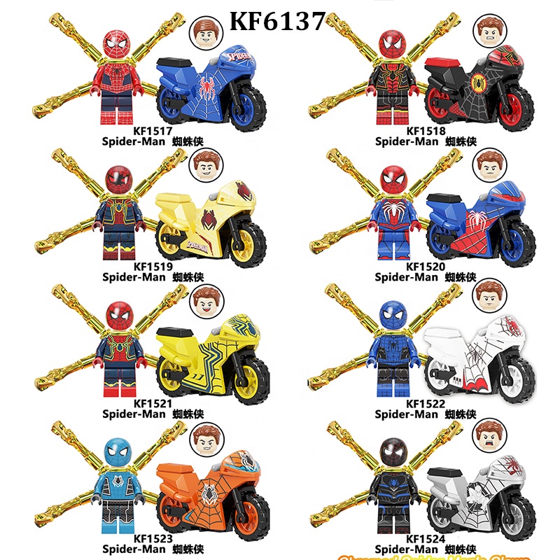 Mô hình lắp ghép nhân vật người nhện chạy xe mô tô Kf6137