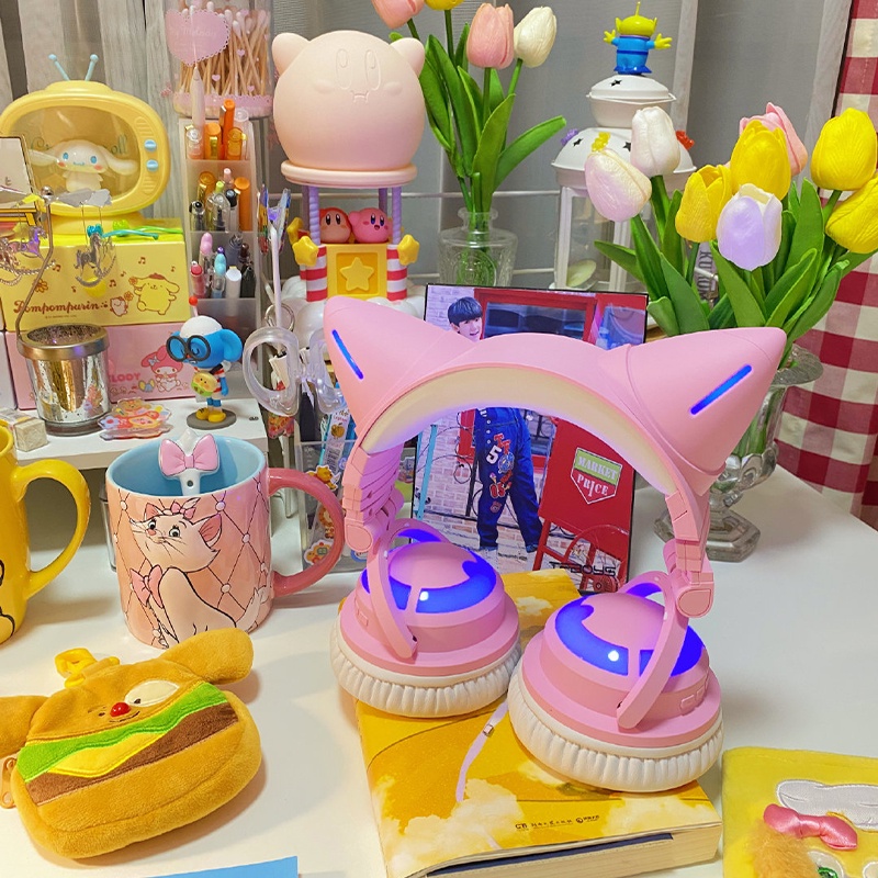 Tai nghe tai mèo Demon Dance YOWU cat ear headphone phiên bản Cat's Claw Powder