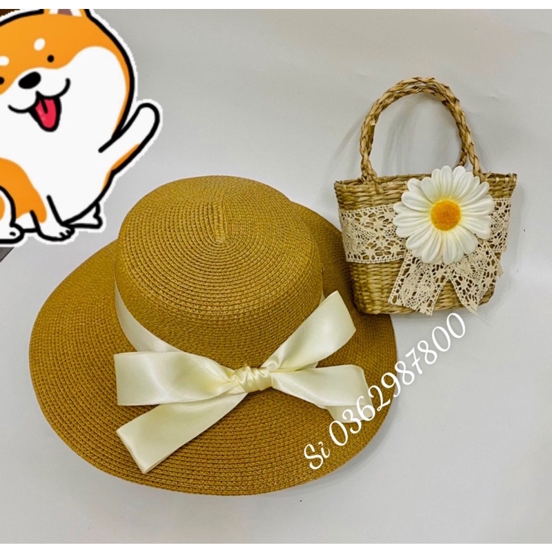 Cặp mũ túi giỏ cói lục bình  vintage  hàng đẹp ( sẵn hàng) có hỏa tốc