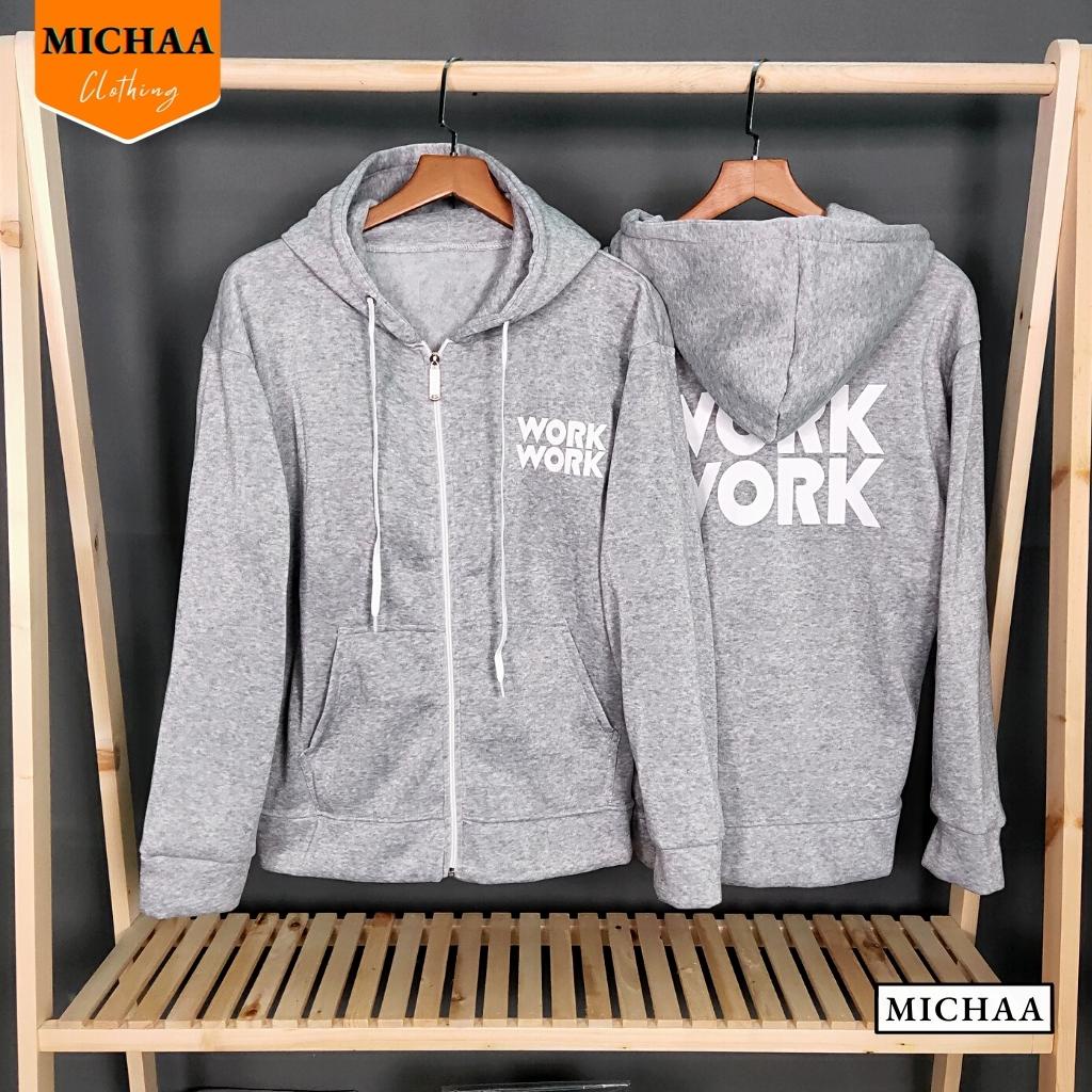 Áo Khoác Nỉ WORK WORK Nam Nữ Ulzzang Unisex Tay Rộng, Áo Khoác Dây Kéo Form Rộng - MICHAA