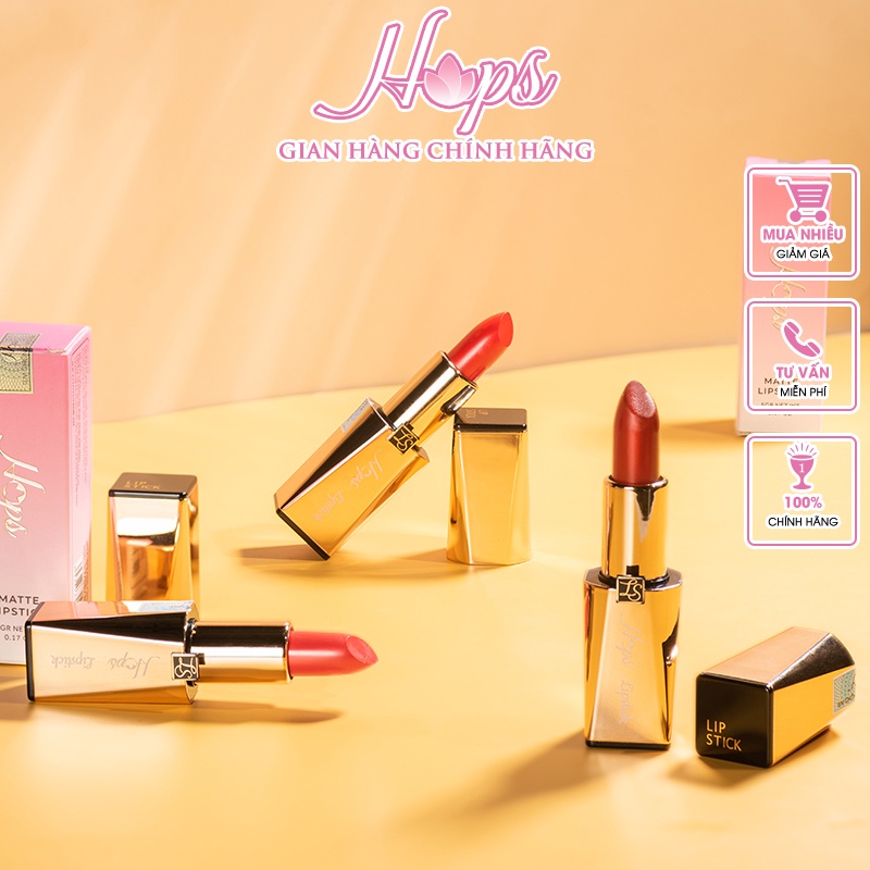 Son Hops Matte Lipstick - Son Môi Trang Điểm Chuyên Nghiệp Siêu Lì Mịn 5gr HSE