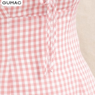 Đầm nữ caro rút ngực GUMAC DA1002