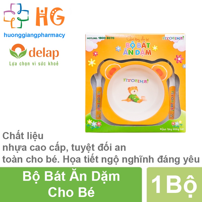 Bộ 1 Bát và 02 Thìa ăn dặm FITOBIMBI Chất Liệu An Toàn Cho Bé Yêu