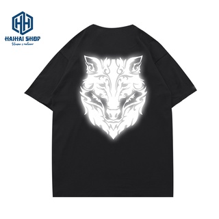 Áo Thun Phản Quang Chó Sói Hoa Văn Cotton 75 Unisex Nam Nữ Đẹp Ken T-Shirt.