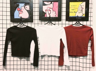 Áo thun gân tay dài form croptop