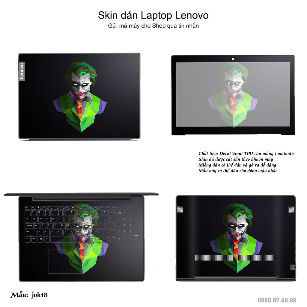 Skin dán Laptop Lenovo in hình Joker nhiều mẫu 3 (inbox mã máy cho Shop)