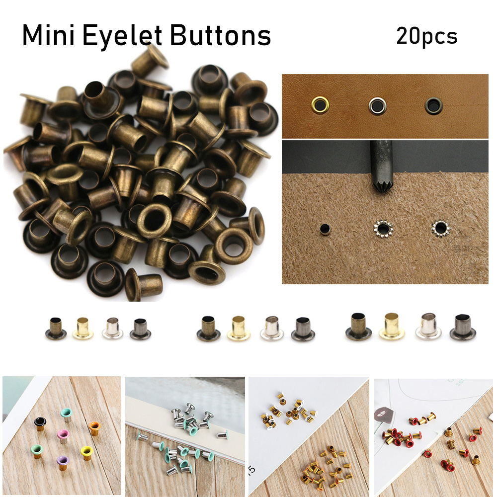 Set 20 Nút Kim Loại Mini 1mm / 2.5mm Nhiều Màu Làm Đồ Thủ Công