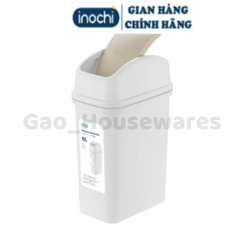 [FreeShip] Thùng rác nắp lật 10L (có lõi) inochi, nhựa nguyên sinh, ngăn mùi hôi, kháng khuẩn - Giao màu ngẫu nhiên