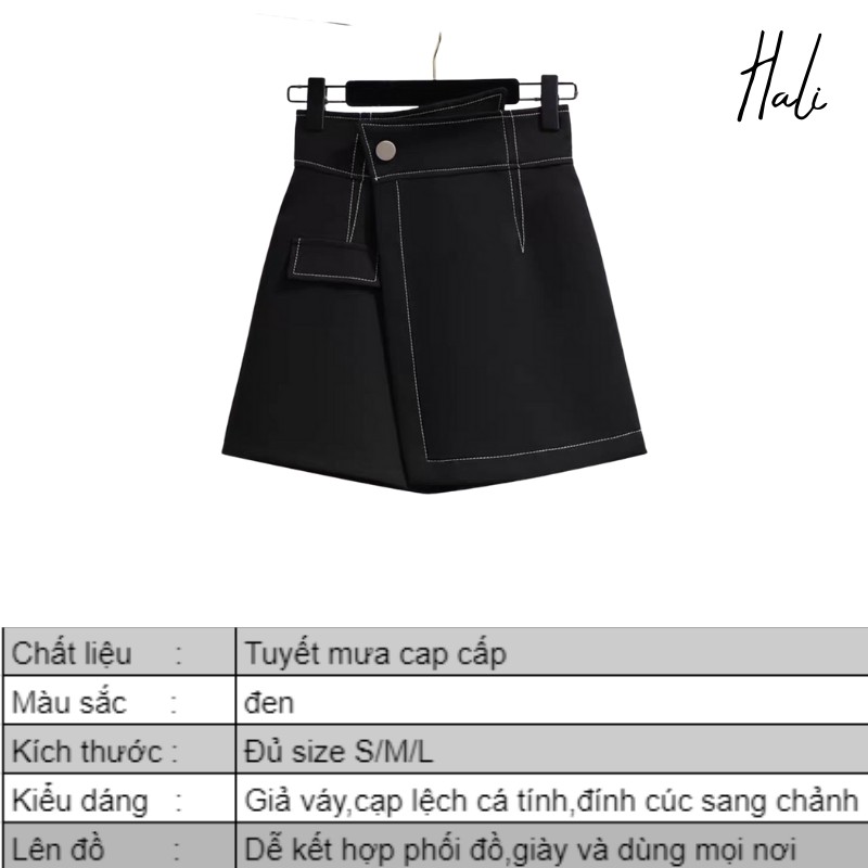 Chân váy nữ thời trang HALI - Quần short giả váy kiểu nữ cạp cao xếp lệch chất kaki co dãn | BigBuy360 - bigbuy360.vn
