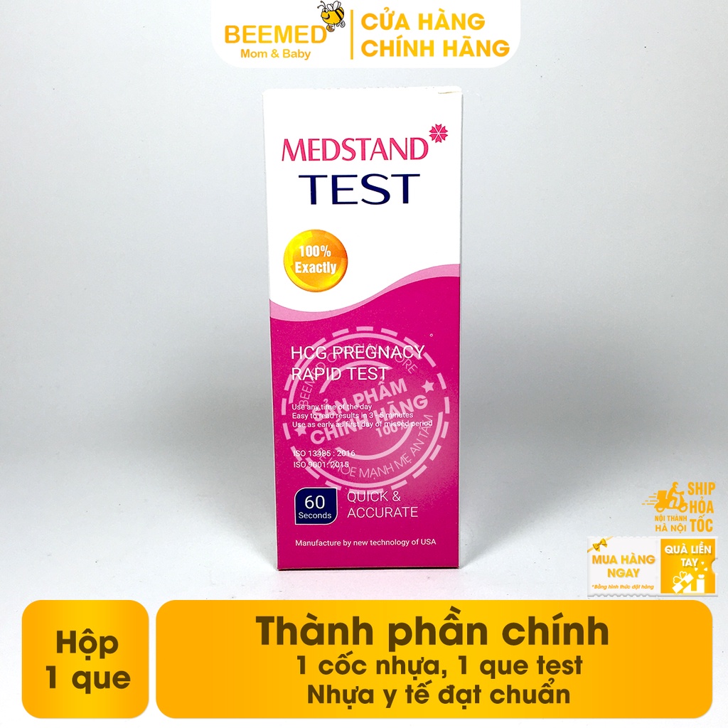 Que thử thai Medstand Test - Phát hiện thai sớm - Nhanh - Chính xác sau 60s - giao hàng kín đáo, che tên