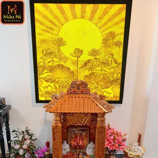 TRANH TRÚC CHỈ in MÂU NI 198, kt 61x81cm dọc, Sen hội tụ tỏa dọc