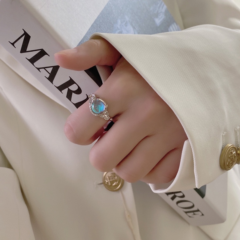 Nhẫn Đính Đá Mặt Trăng Kiểu Dáng Thời Trang Cho Nam Và Nữ