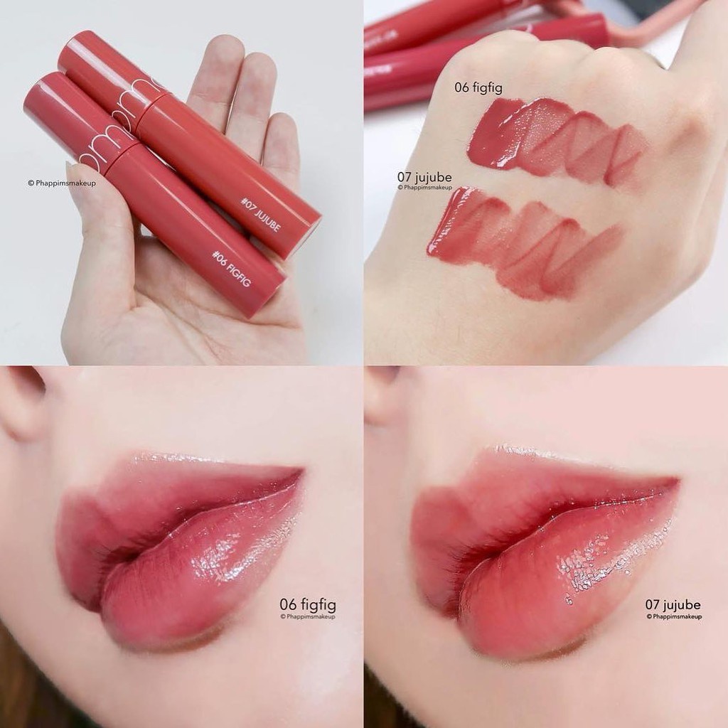 (CAM KẾT AUTH, TEM HIDDEN TAG) Son bóng Romand Juicy lasting tint màu 06 Fig Fig hồng đỏ đất