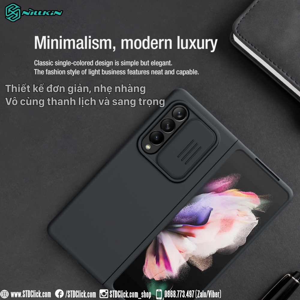 ỐP LƯNG SAMSUNG GALAXY Z FOLD 3 5G NILLKIN CAMSHIELD SILKY SILICON BẢO VỆ CAMERA CHÍNH HÃNG