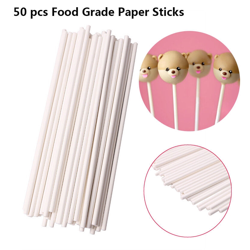 Set 50 Que Giấy 15cm Làm Kẹo Mút DIY Đa Ứng Dụng
