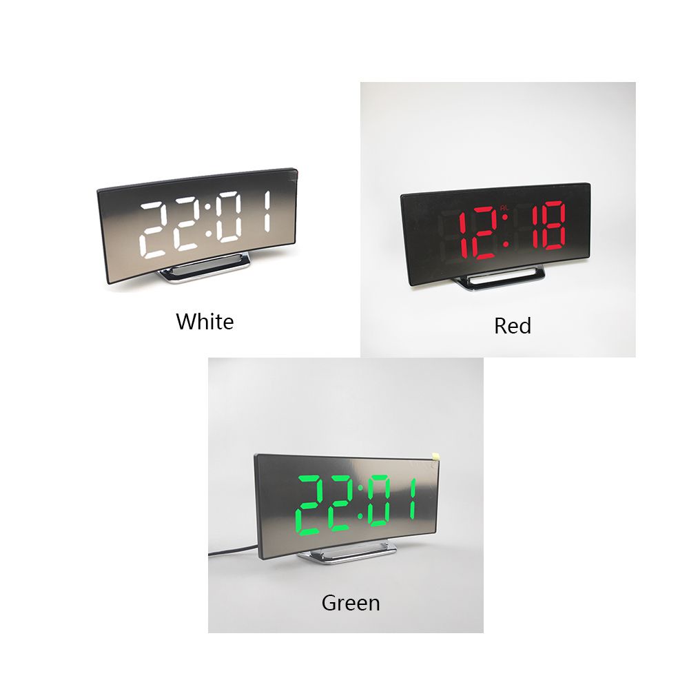 ❀Simple❀ Đồng hồ báo thức điện tử màn hình cong có đèn Led và cổng sạc USB