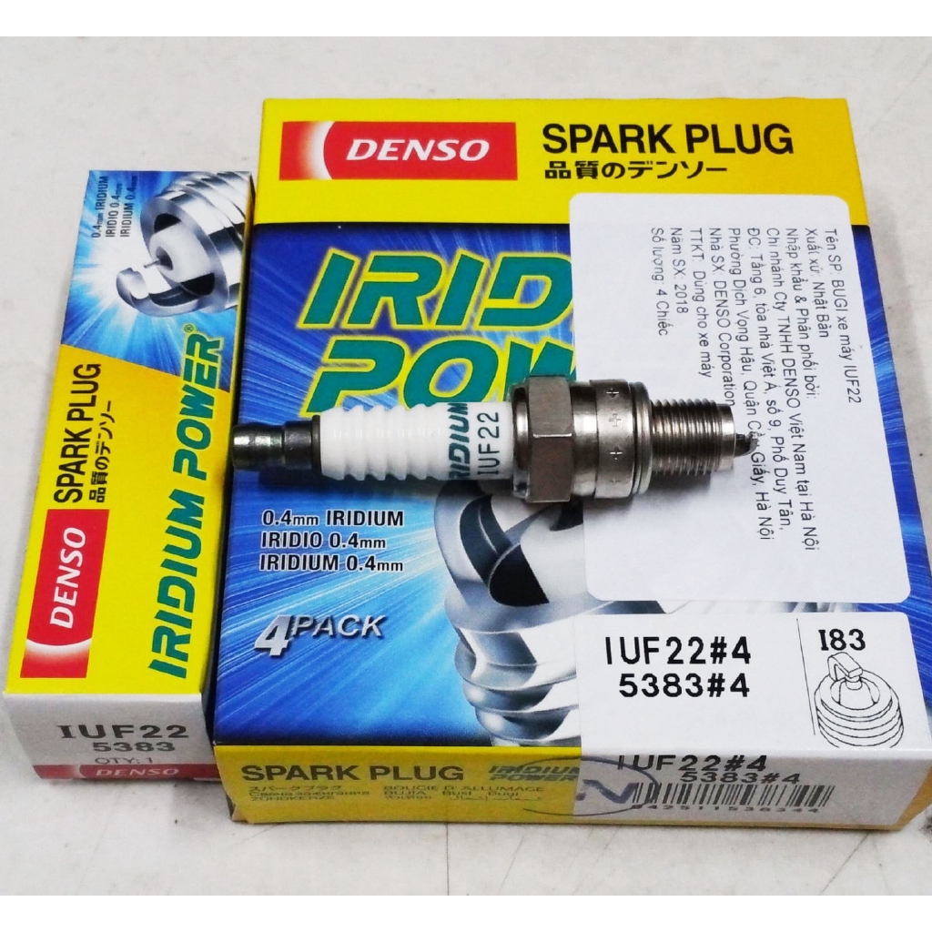 Bugi bạch kim cho Suzuki AXELO - VIVA - XBIKE - SMASH - DENSO IRIDIUM POWER IUF22