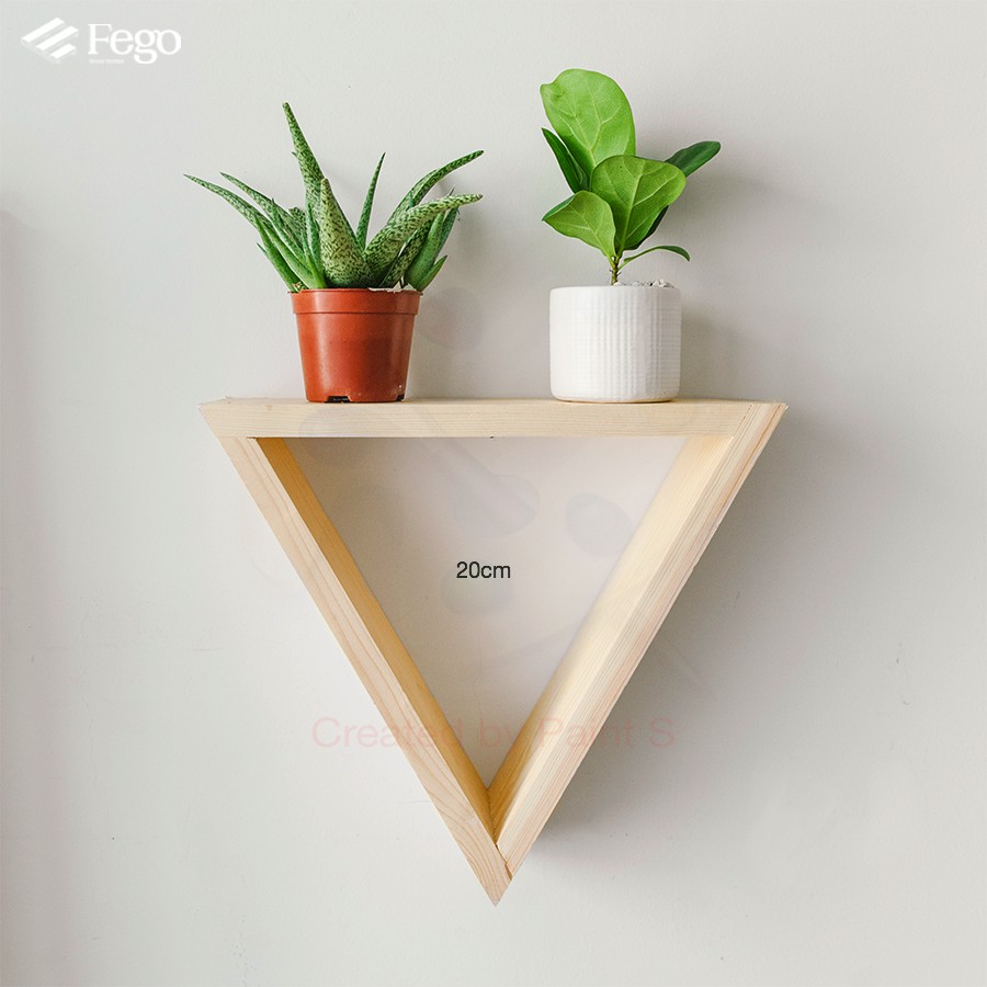 Kệ tam giác treo tường FEGO - Nội thất gỗ thông tự nhiên decor trang trí nhà cửa