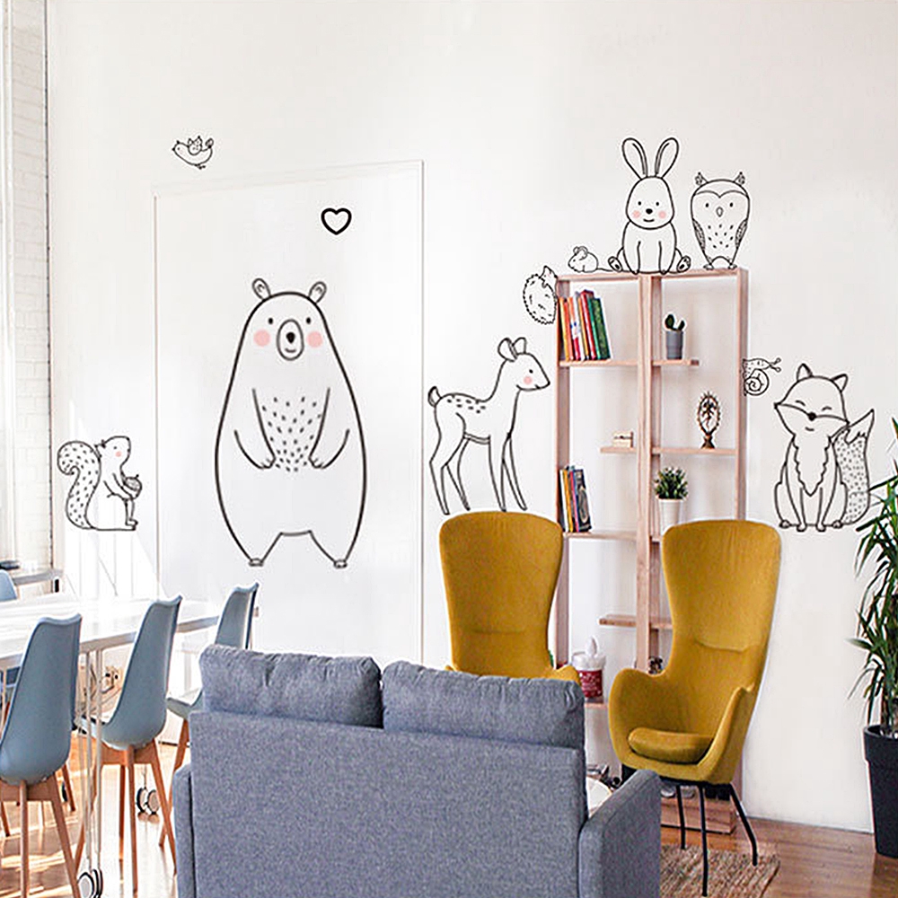 Giấy Dán Tường Trang Trí Phòng Bé Họa Tiết Động Vật Ngộ Nghĩnh Đẹp Mắt