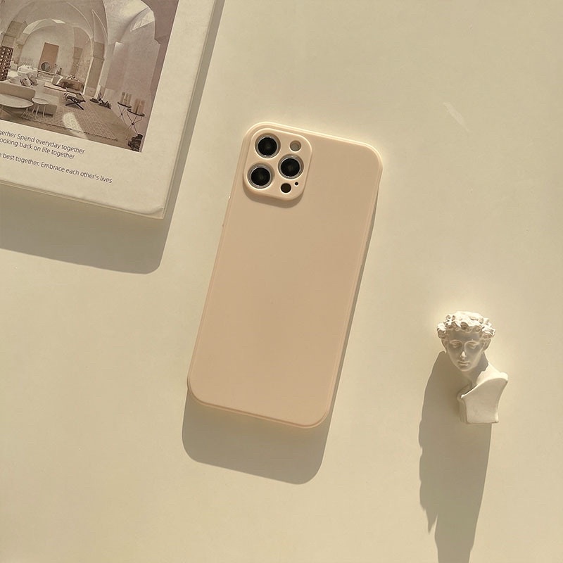 (SIÊU RẺ) Ốp lưng iphone trơn dày dặn cam nổi màu kem, đen 7plus/8/8plus/x/xr/xs/11/12/13/pro/max/plus/promax